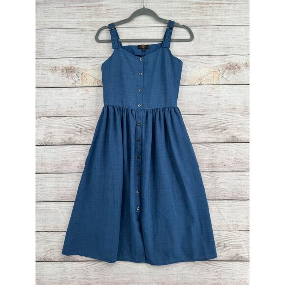 Zink London Button Down Tank Dress Women's Size Small Blue - Picture 1 of 11